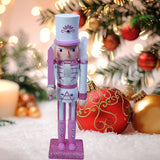 Maxbell Nutcrackers Figures Sparkle 30cm Wooden Unique for bedroom pink cane