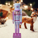Maxbell Nutcrackers Figures Sparkle 30cm Wooden Unique for bedroom pink cane