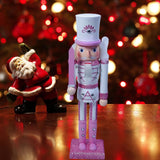 Maxbell Nutcrackers Figures Sparkle 30cm Wooden Unique for bedroom pink cane