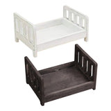 Maxbell Wooden Bed Photography Props Mini for Background Photos Girls Newborns White