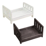 Maxbell Wooden Bed Photography Props Mini for Background Photos Girls Newborns White