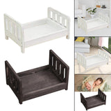 Maxbell Wooden Bed Photography Props Mini for Background Photos Girls Newborns White