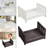 Maxbell Wooden Bed Photography Props Mini for Background Photos Girls Newborns White