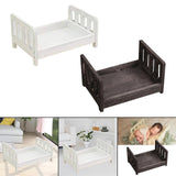 Maxbell Wooden Bed Photography Props Mini for Background Photos Girls Newborns White