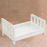 Maxbell Wooden Bed Photography Props Mini for Background Photos Girls Newborns White
