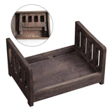 Maxbell Wooden Bed Photography Props Mini for Background Photos Girls Newborns Brown