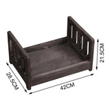 Maxbell Wooden Bed Photography Props Mini for Background Photos Girls Newborns Brown