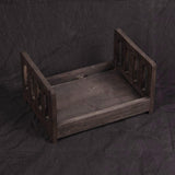 Maxbell Wooden Bed Photography Props Mini for Background Photos Girls Newborns Brown