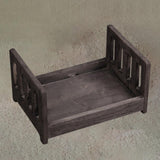 Maxbell Wooden Bed Photography Props Mini for Background Photos Girls Newborns Brown