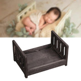 Maxbell Wooden Bed Photography Props Mini for Background Photos Girls Newborns Brown