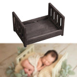 Maxbell Wooden Bed Photography Props Mini for Background Photos Girls Newborns Brown