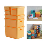 Maxbell Kids Storage Boxes Portable with Lid Cute Toy Box for Desktop Bedroom Home Yellow