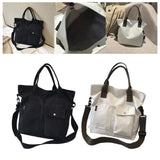 Maxbell Canvas Tote Bag Snap Fastener Closure Handbag for Office Leisure School Black