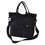 Maxbell Canvas Tote Bag Snap Fastener Closure Handbag for Office Leisure School Black