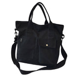 Maxbell Canvas Tote Bag Snap Fastener Closure Handbag for Office Leisure School Black