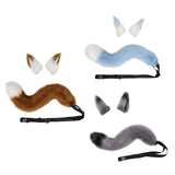 Maxbell Faux Fur Wolf Ears Tail Cosplay Set Furry for Party Adults Children Gray