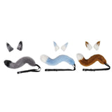 Maxbell Faux Fur Wolf Ears Tail Cosplay Set Furry for Party Adults Children Gray