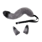 Maxbell Faux Fur Wolf Ears Tail Cosplay Set Furry for Party Adults Children Gray
