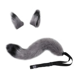 Maxbell Faux Fur Wolf Ears Tail Cosplay Set Furry for Party Adults Children Gray