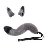 Maxbell Faux Fur Wolf Ears Tail Cosplay Set Furry for Party Adults Children Gray