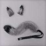 Maxbell Faux Fur Wolf Ears Tail Cosplay Set Furry for Party Adults Children Gray