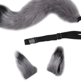 Maxbell Faux Fur Wolf Ears Tail Cosplay Set Furry for Party Adults Children Gray