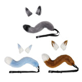 Maxbell Faux Fur Wolf Ears Tail Cosplay Set Furry for Party Adults Children Gray