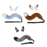 Maxbell Faux Fur Wolf Ears Tail Cosplay Set Furry for Party Adults Children Gray