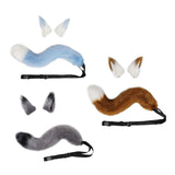 Maxbell Faux Fur Wolf Ears Tail Cosplay Set Furry for Party Adults Children Gray