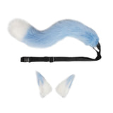 Maxbell Faux Fur Wolf Ears Tail Cosplay Set Furry for Party Adults Children Blue