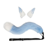 Maxbell Faux Fur Wolf Ears Tail Cosplay Set Furry for Party Adults Children Blue