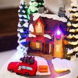 Maxbell village Houses Rotating Musical LED Lighted for Indoor Home Xmas