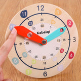 Maxbell Montessori Wooden Clock Toys Early Learning Wood for Gift Birthday