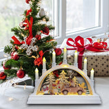 Maxbell Christmas Bridge LED Candles Wooden House for Tabletop Ornament
