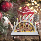Maxbell Christmas Bridge LED Candles Wooden House for Tabletop Ornament