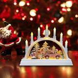 Maxbell Christmas Bridge LED Candles Wooden House for Tabletop Ornament