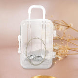 Maxbell Jewelry Organiser Suitcase Shape Portable Treasure Chest Box Keepsake White