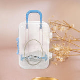 Maxbell Jewelry Organiser Suitcase Shape Portable Treasure Chest Box Keepsake Blue