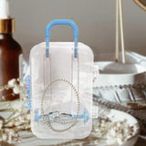 Maxbell Jewelry Organiser Suitcase Shape Portable Treasure Chest Box Keepsake Blue