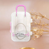 Maxbell Jewelry Organiser Suitcase Shape Portable Treasure Chest Box Keepsake Pink