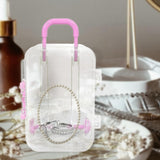 Maxbell Jewelry Organiser Suitcase Shape Portable Treasure Chest Box Keepsake Pink