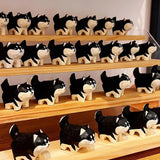 Maxbell Small Wooden Carving Dog Statue Animal Sculpture for Desktop Cabinet Decor