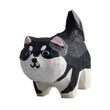 Maxbell Small Wooden Carving Dog Statue Animal Sculpture for Desktop Cabinet Decor