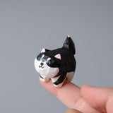 Maxbell Small Wooden Carving Dog Statue Animal Sculpture for Desktop Cabinet Decor