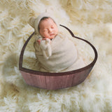 Maxbell Newborn Infants Photography Props Wooden Bathtub Heart Shape Multi Purpose