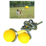 Maxbell EVA Dog Chew Ball Toys Yellow Bite Resistant for Dogs Training Playing 7cm Ball With Rope