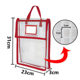 Maxbell Book Pouch Bags with Carrying Handle Handbag Mesh Storage Bag for Organize Red