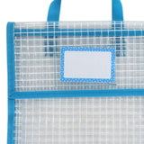 Maxbell Book Pouch Bags with Carrying Handle Handbag Mesh Storage Bag for Organize Blue