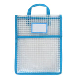 Maxbell Book Pouch Bags with Carrying Handle Handbag Mesh Storage Bag for Organize Blue