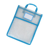 Maxbell Book Pouch Bags with Carrying Handle Handbag Mesh Storage Bag for Organize Blue